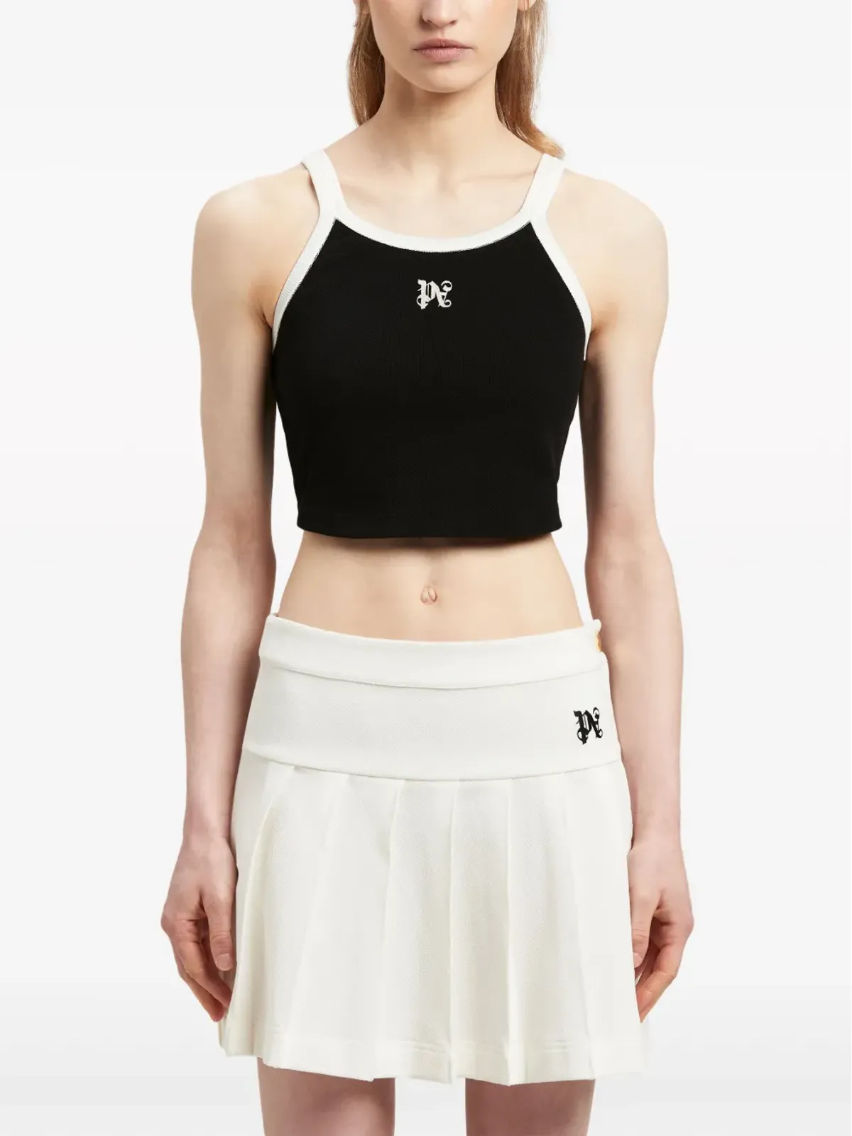 Palm Angels PAモノグラム クロップドタンクトップ ブラック - 画像3