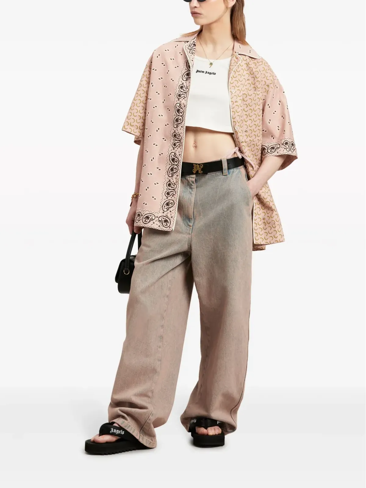 Palm Angels ロゴプリント コットン タンクトップ - 画像2
