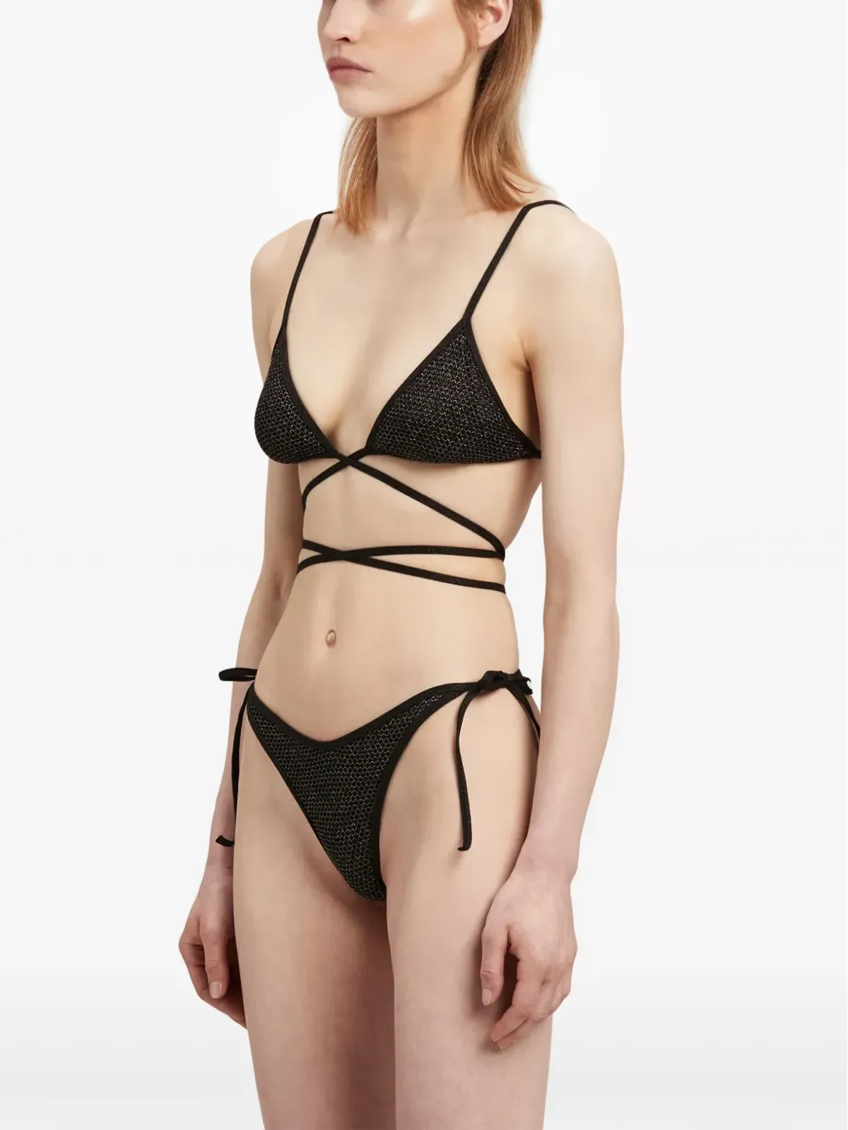Palm Angels ラメ入りクリスクロスビキニトップ - 画像4