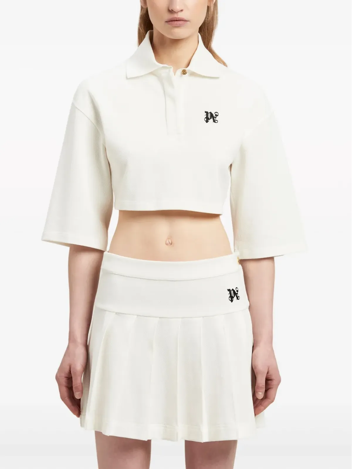 Palm Angels PAモノグラム クロップドポロトップ - ホワイト - 画像3