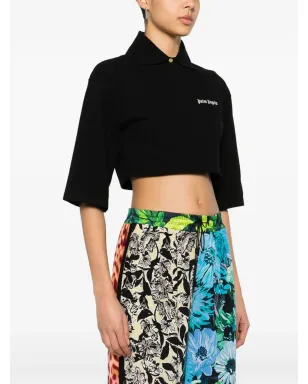 Palm Angels ロゴ入りクロップドポロトップ ブラック - サムネイル3