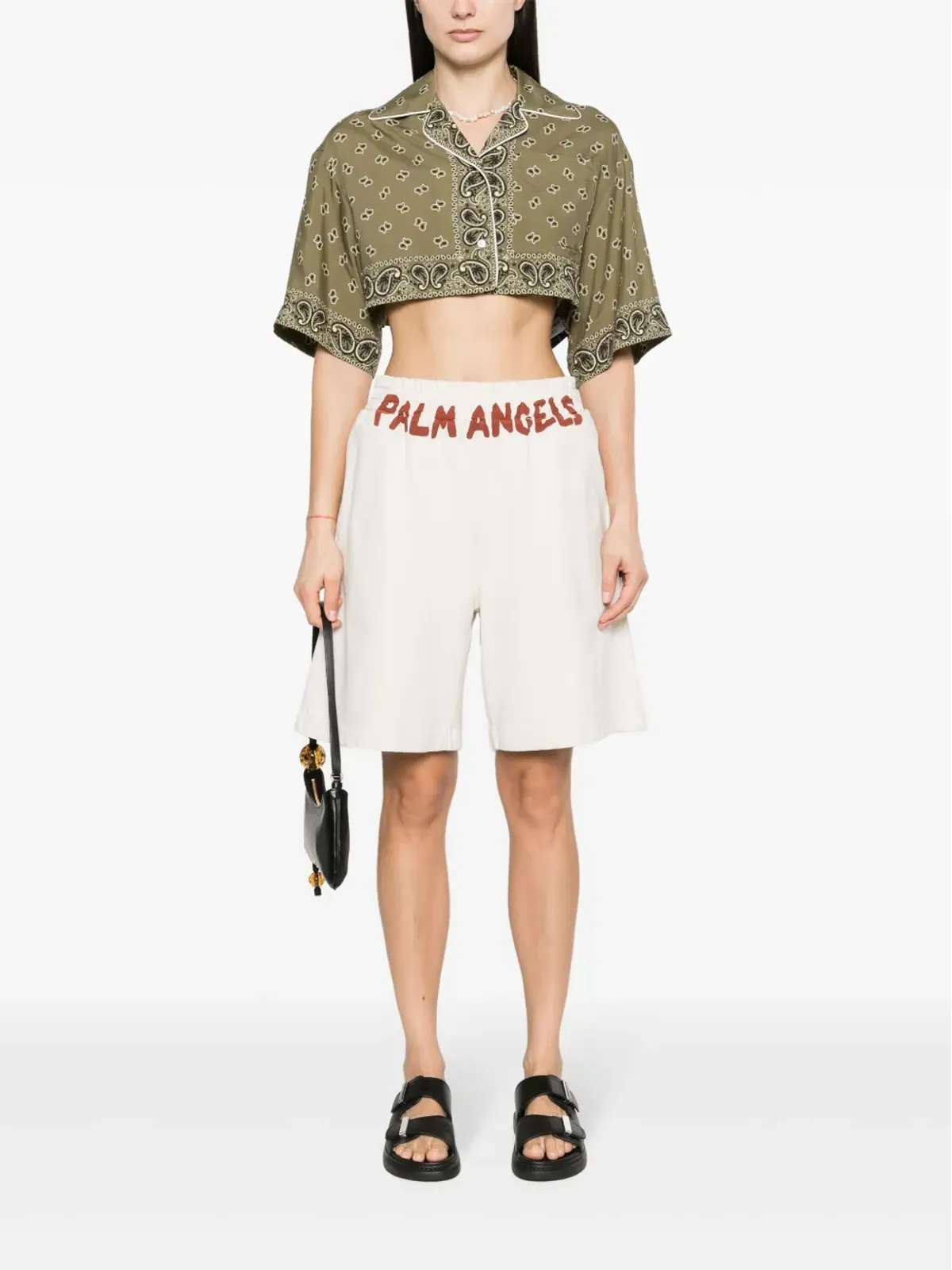 Palm Angels ペイズリープリント クロップドシャツ グリーン - 画像2