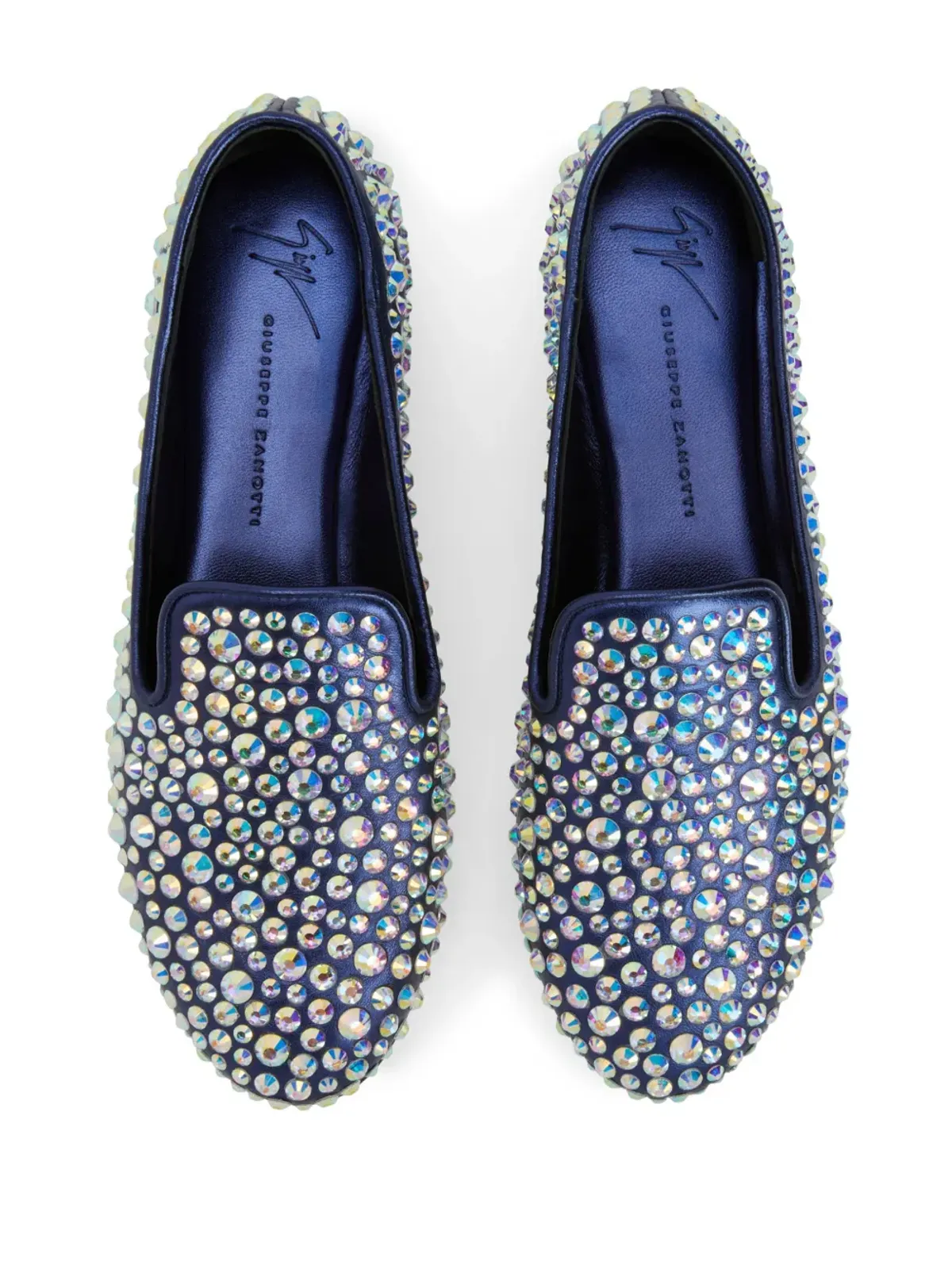 Giuseppe Zanotti エヴァンジェリン ラインストーン装飾スエード ローファー - 画像4