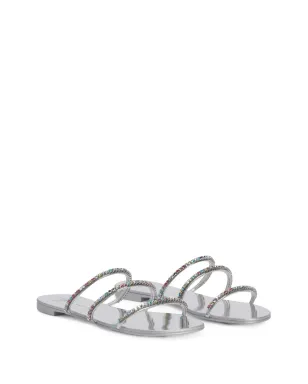 Giuseppe Zanotti ダークカラーのクリスタル装飾フラットサンダル - シルバー - サムネイル2
