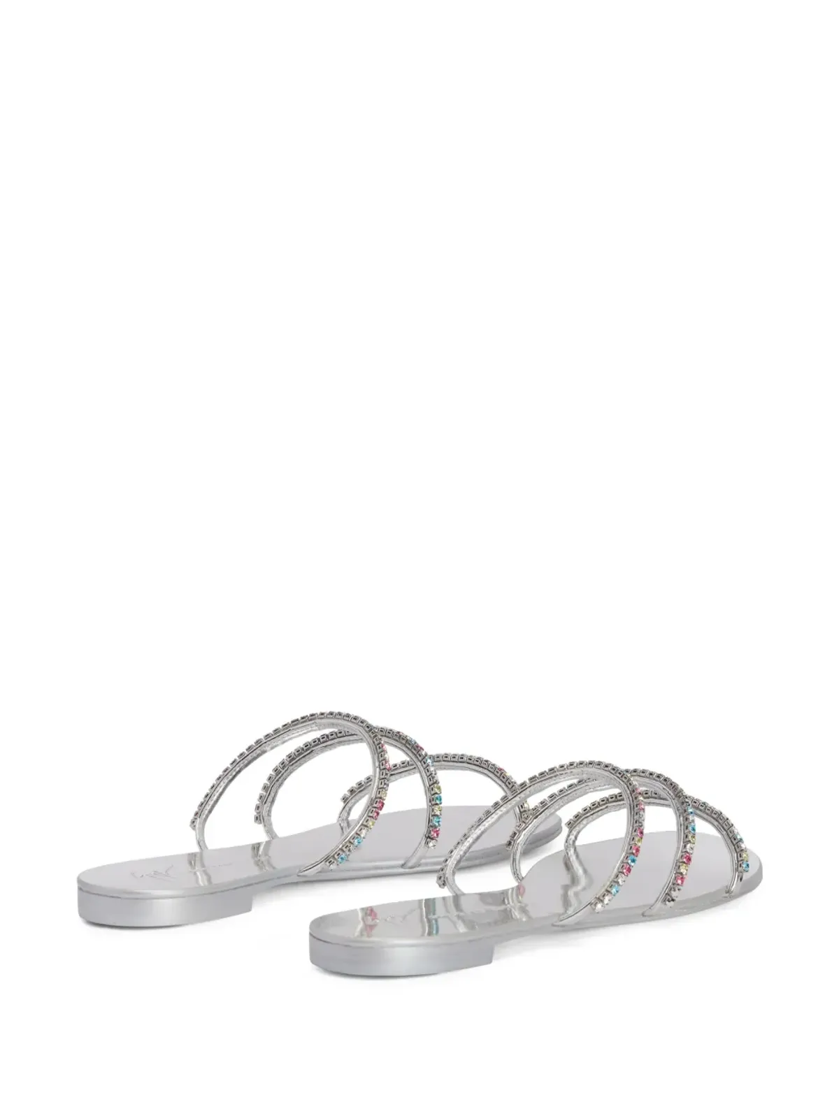 Giuseppe Zanotti ダークカラーのクリスタル装飾フラットサンダル - シルバー - 画像3