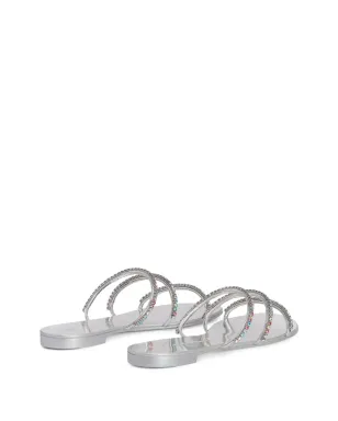 Giuseppe Zanotti ダークカラーのクリスタル装飾フラットサンダル - シルバー - サムネイル3
