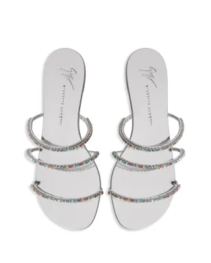 Giuseppe Zanotti ダークカラーのクリスタル装飾フラットサンダル - シルバー - サムネイル4