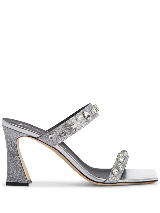 Giuseppe Zanotti Giuseppe Zanotti Flaminia 85mm クリスタル付きサンダル - シルバーの商品画像