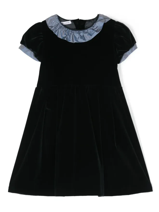 JESURUM BABY JESURUM BABY ラッフルトリム半袖ベルベットドレス ブルーの商品画像