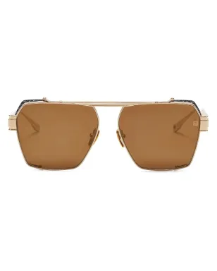 Balmain Eyewear プレミア スクエアフレーム サングラス - ブラウン - サムネイル1