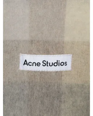 Acne Studios チェック柄ロゴアップリケスカーフ - サムネイル2