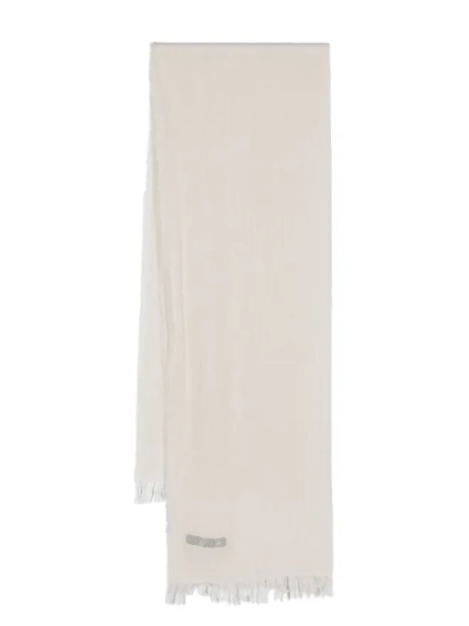 Fabiana Filippi Fabiana Filippi フリンジ加工ウール混紡スカーフ - ニュートラルカラーの商品画像