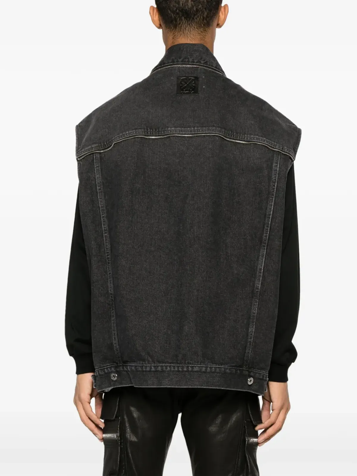 Off-White ジップ付きデニムジレ グレー - 画像4