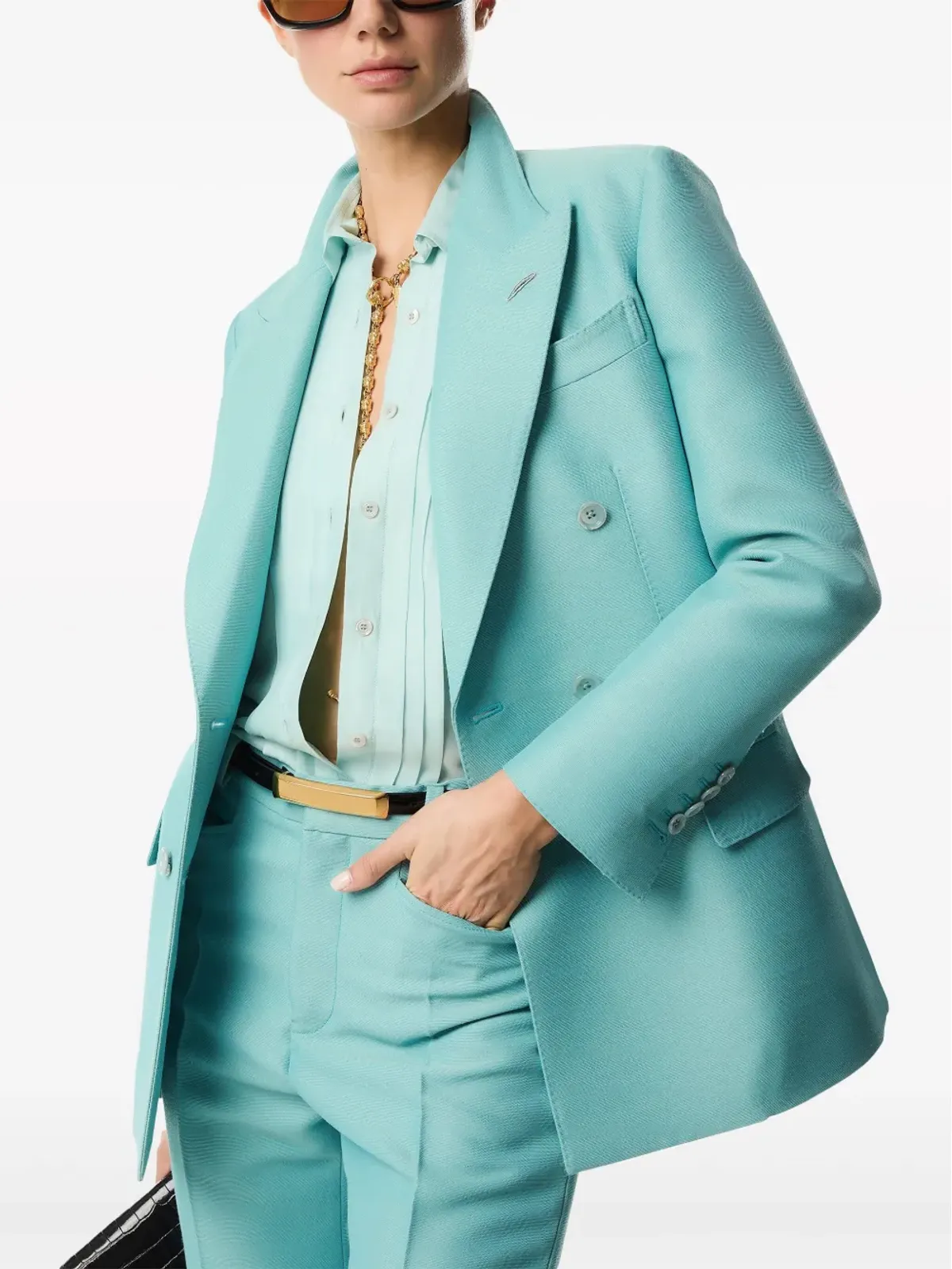 TOM FORD プリーツディテールのシルクシャツ - ブルー - 画像4
