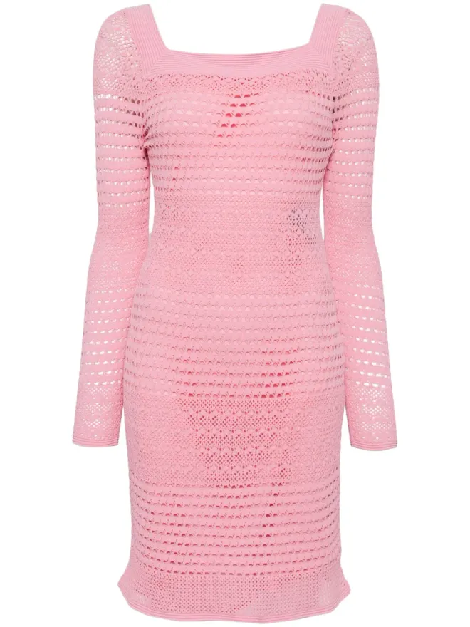 TOM FORD TOM FORD オープンニットスクエアネック ミニドレス - ピンクの商品画像