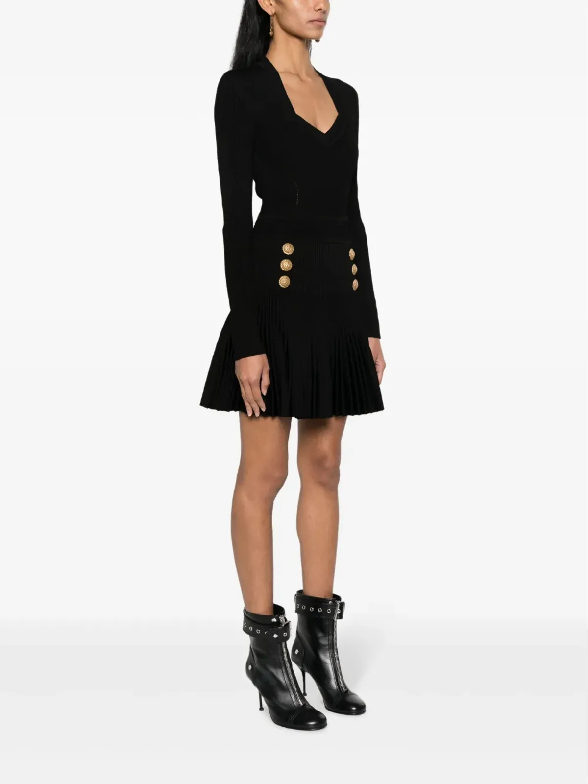 Balmain フレアリブニットドレス - 画像3