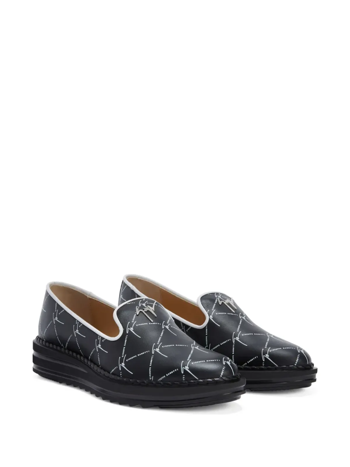 Giuseppe Zanotti Tim ロゴ文字入り ローファー - ブラック - 画像2