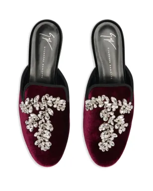 Giuseppe Zanotti エルサ クリスタルベルベット ミュール レッド - サムネイル4