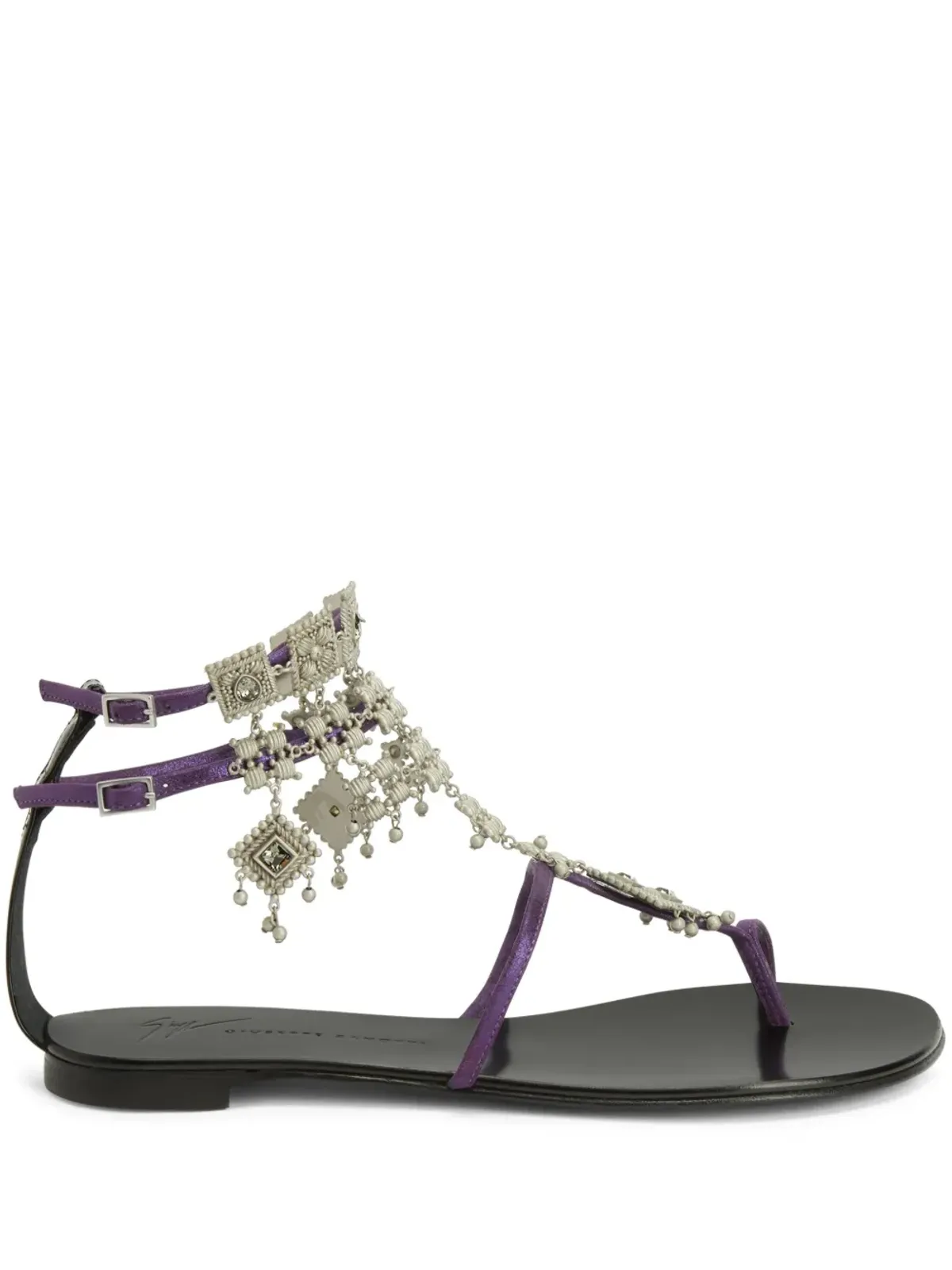Giuseppe Zanotti Amira エンベリッシュド スウェード サンダル - パープル - 画像1