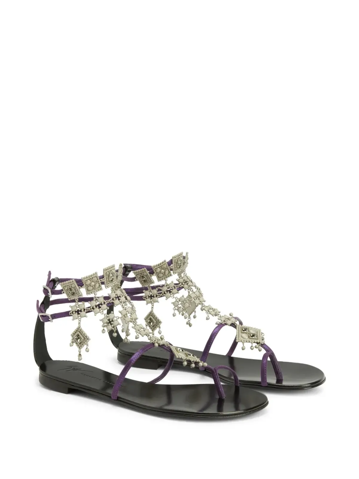 Giuseppe Zanotti Amira エンベリッシュド スウェード サンダル - パープル - 画像2