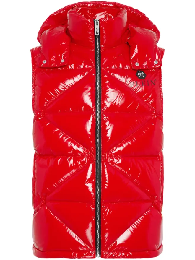 Philipp Plein Philipp Plein Hexagon ロゴプレート入り中綿ジレ - レッドの商品画像