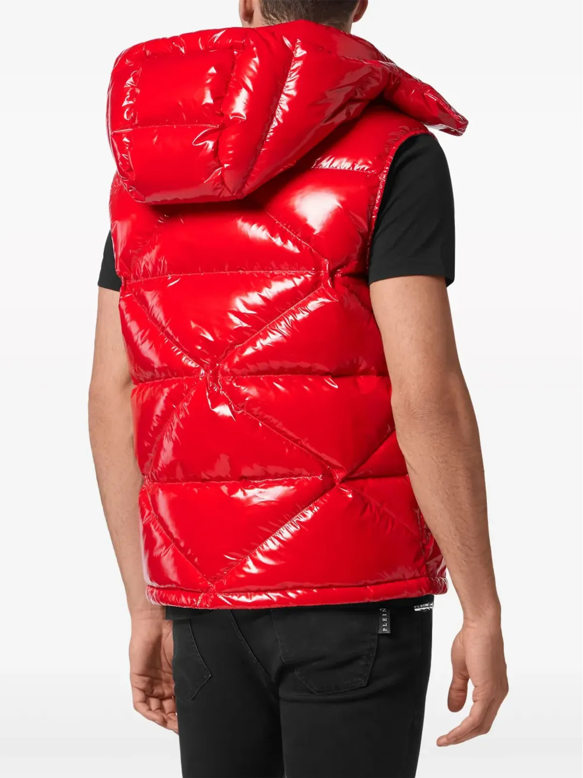 Philipp Plein Hexagon ロゴプレート入り中綿ジレ - レッド - 画像4