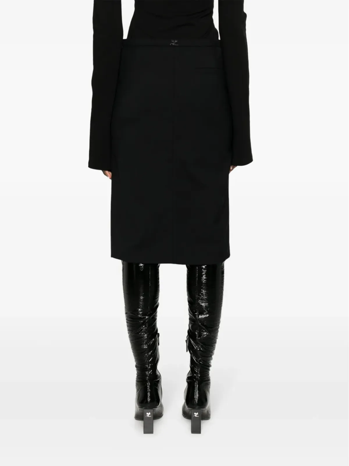 Courrèges ロゴアップリケ ハイウエスト ミディスカート - 画像4