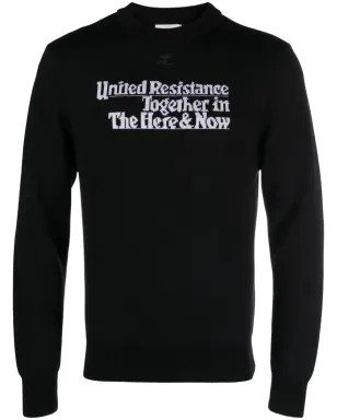 Courrèges Resistance ジャカードリブ編みニットセーター - ブラック - サムネイル1