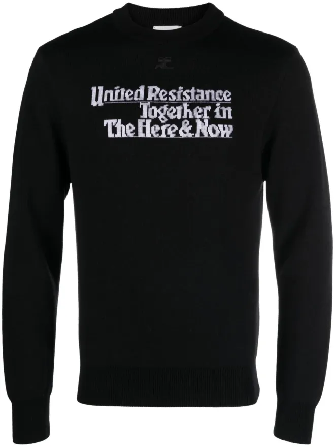 Courrèges Courrèges Resistance ジャカードリブ編みニットセーター - ブラックの商品画像
