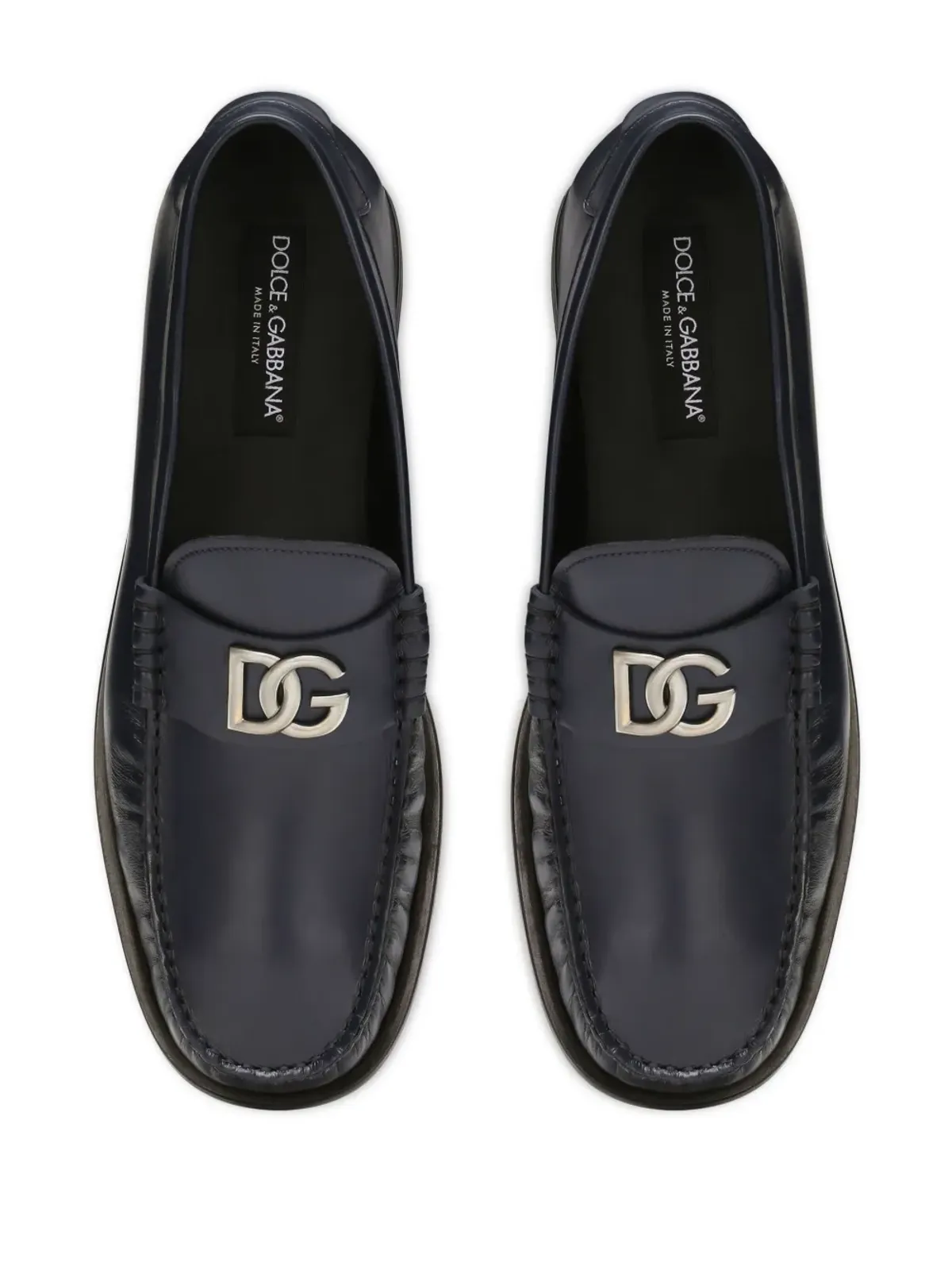 Dolce & Gabbana ロゴプレート レザー ローファー - ブルー - 画像4