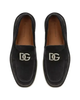 Dolce & Gabbana ロゴ入り スエード ローファー ブルー - サムネイル4