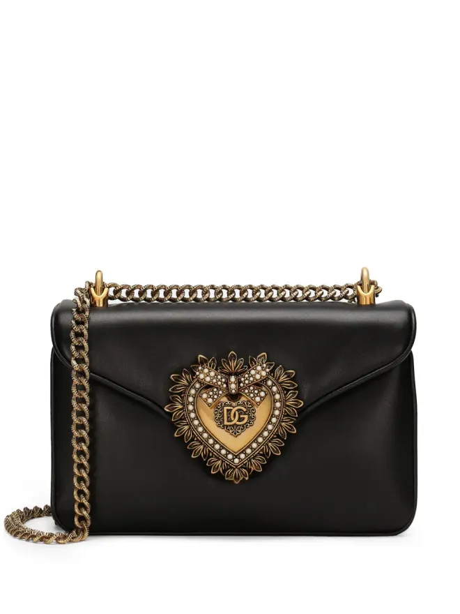 Dolce & Gabbana Dolce & Gabbana ミディアム Devotion レザー クロスボディ バッグ - ブラックの商品画像