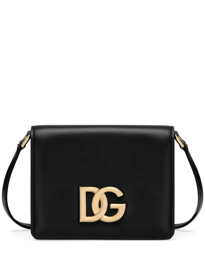 Dolce & Gabbana Dolce & Gabbana ロゴプレート付きレザー クロスボディバッグ - ブラックの商品画像