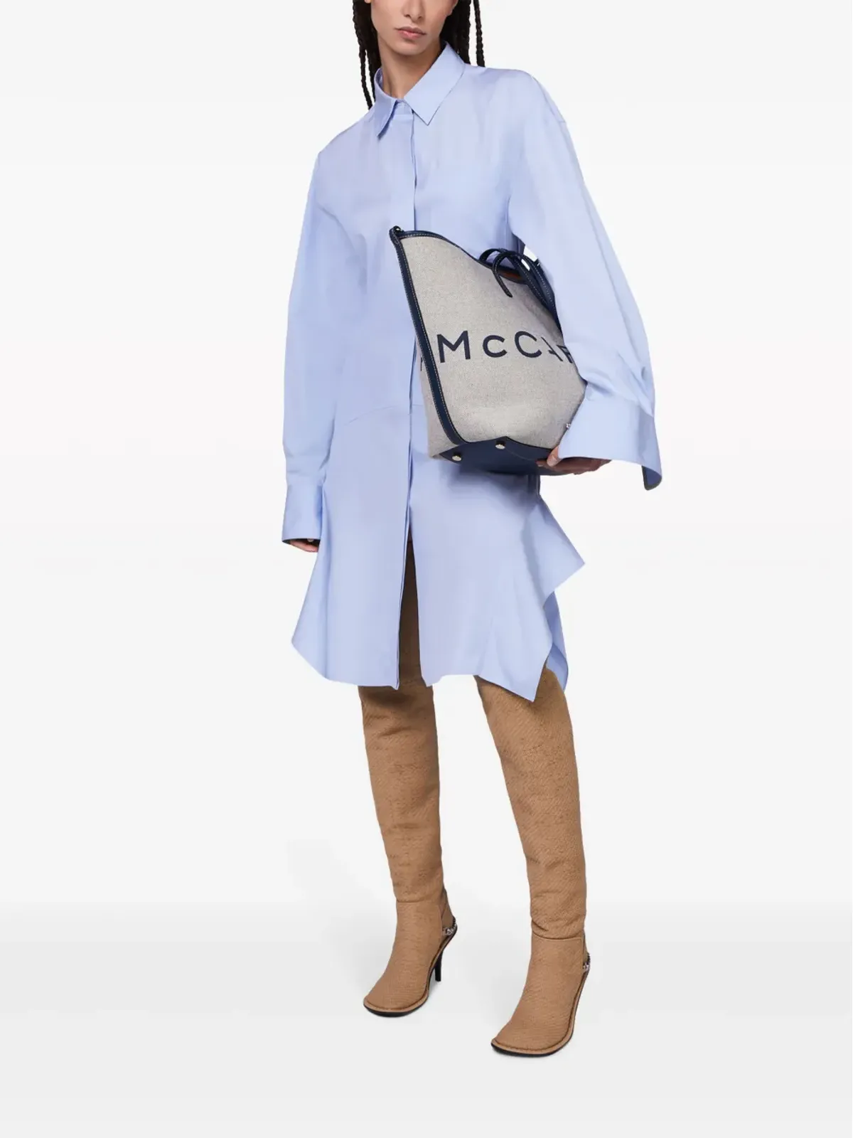 Stella McCartney バナナスリーブ コットン シャツドレス - ブルー - 画像2