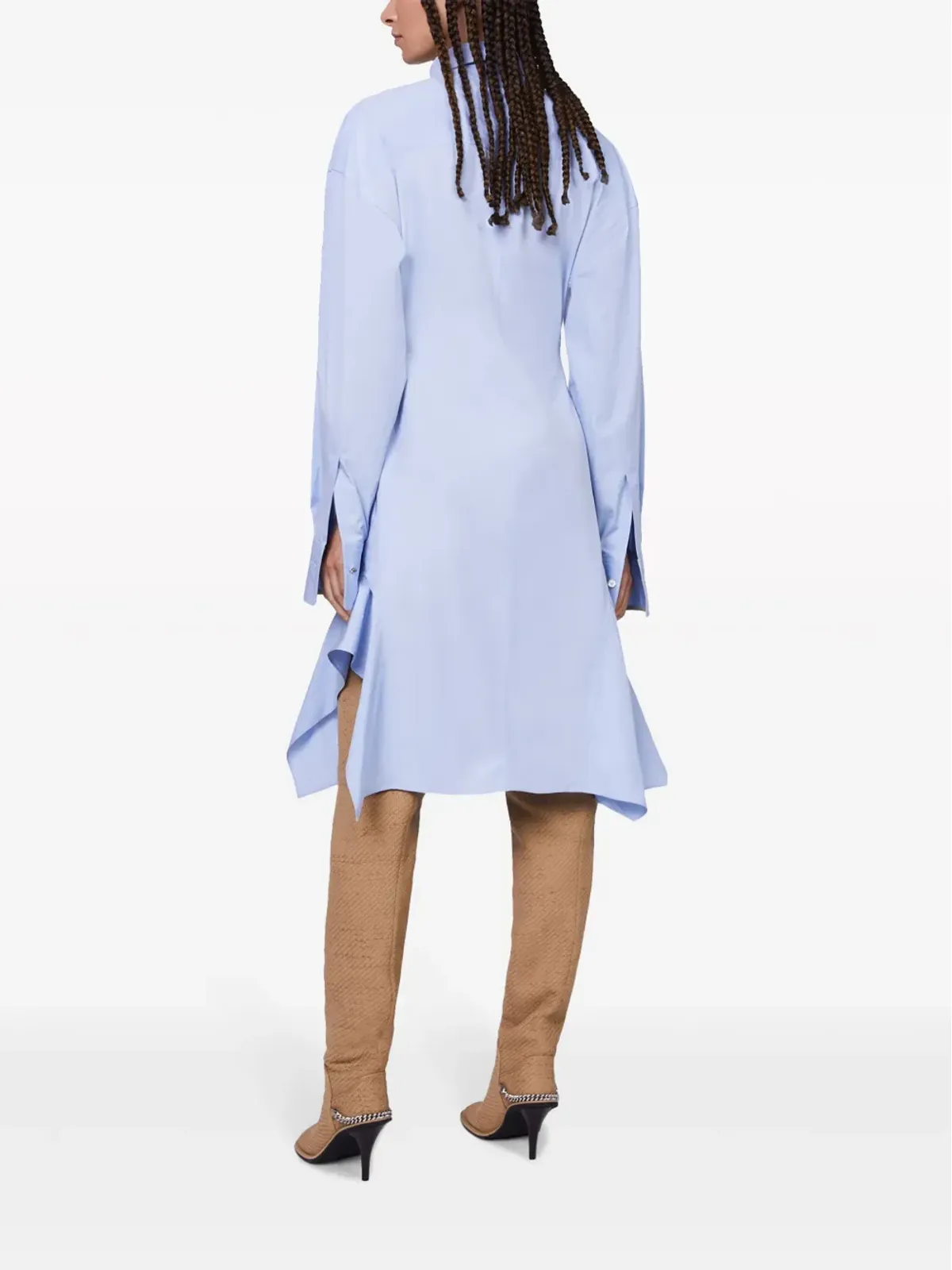 Stella McCartney バナナスリーブ コットン シャツドレス - ブルー - 画像3
