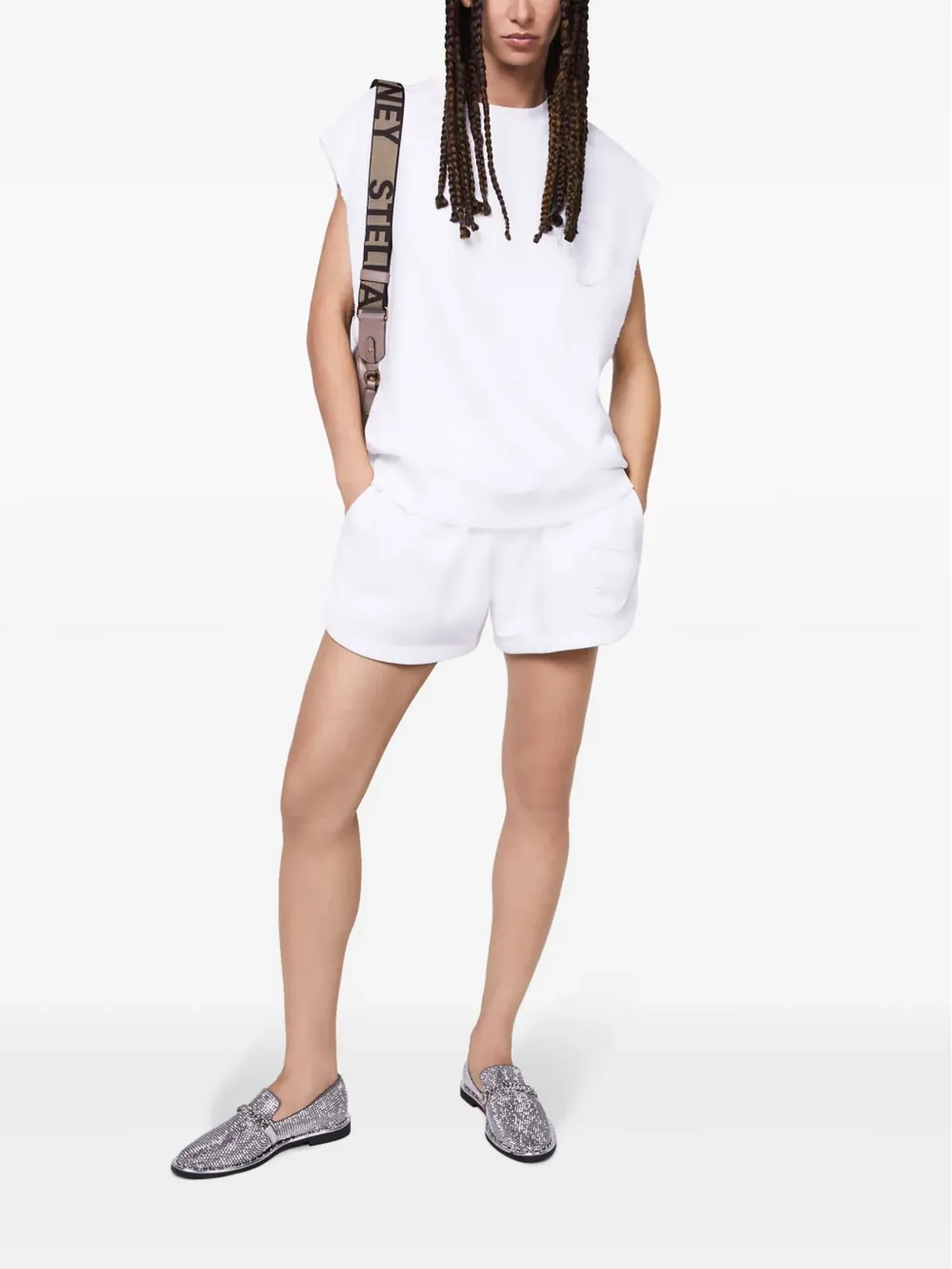 Stella McCartney S-Wave ジャージー ドローコード ショーツ - White - 画像2