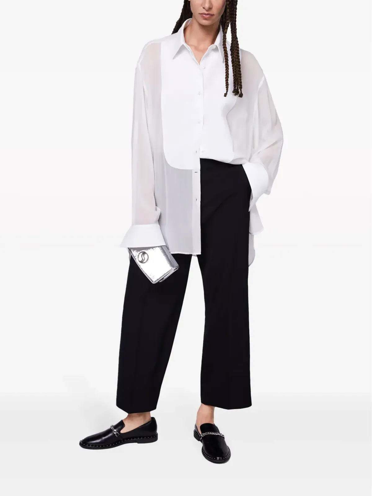 Stella McCartney ワイドレッグ ウールパンツ ブラック - 画像2