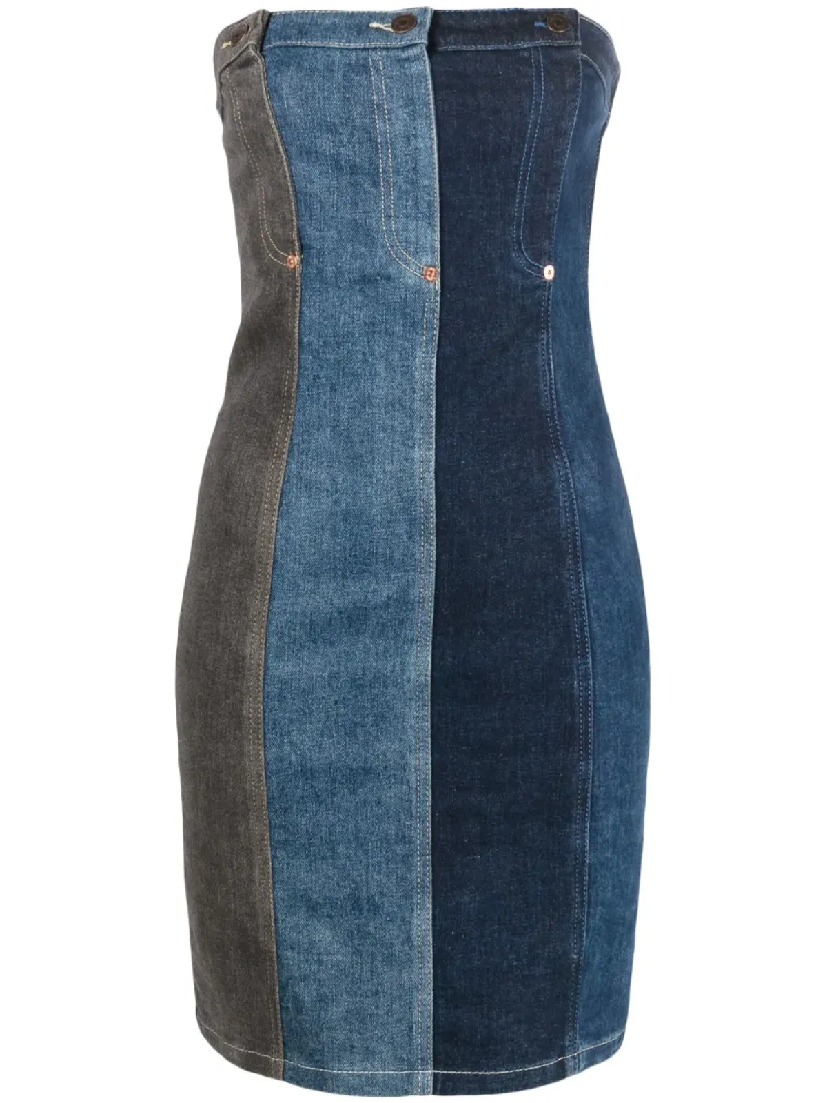 MOSCHINO JEANS layered-design denim dress - Blue - 画像1