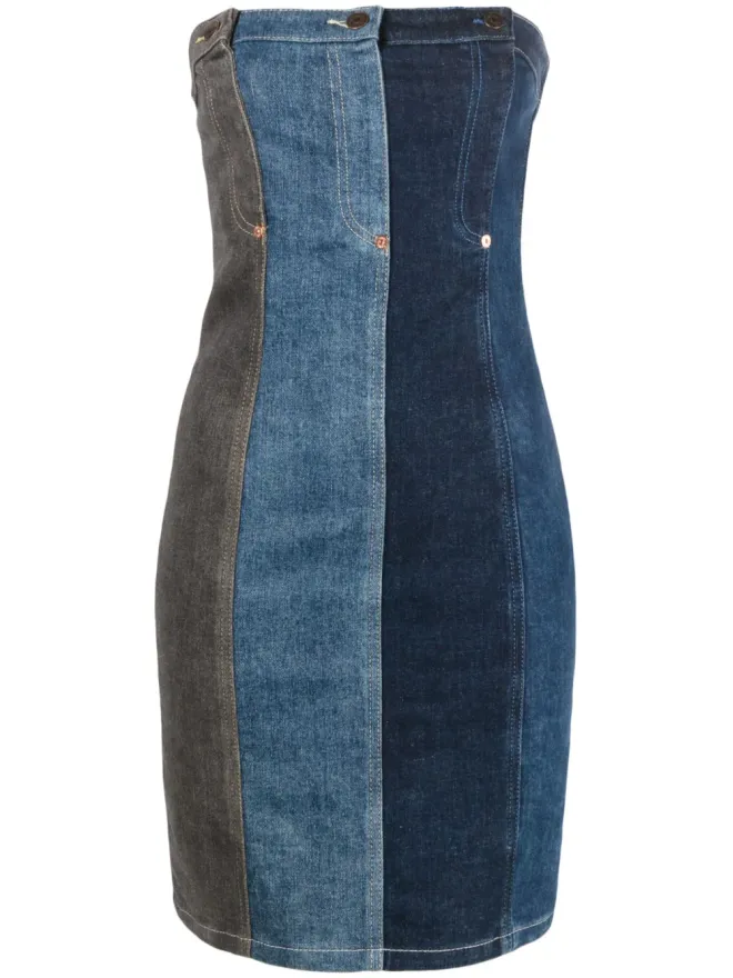 Moschino Jeans MOSCHINO JEANS layered-design denim dress - Blueの商品画像