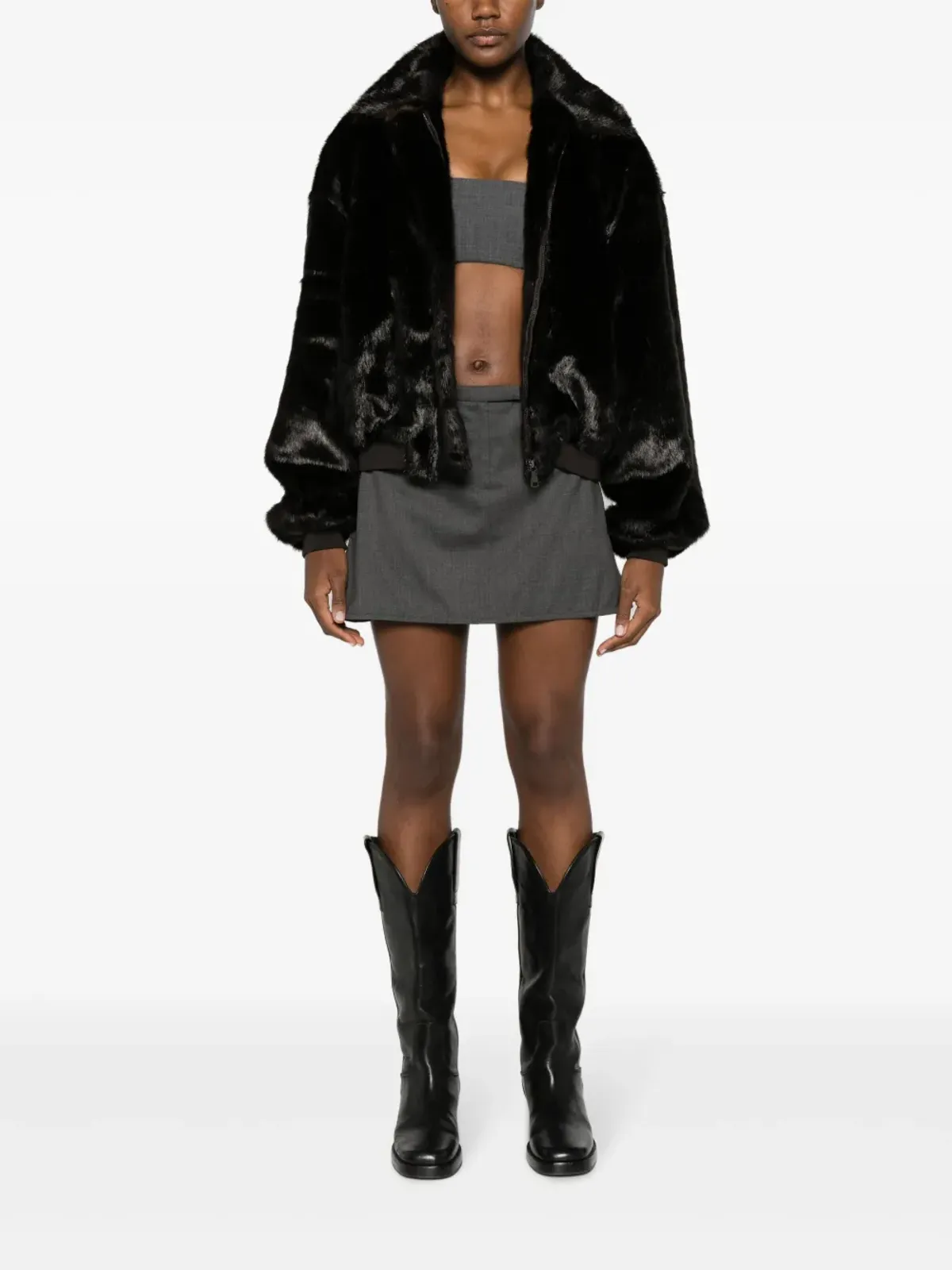 Courrèges ロゴアップリケ トラペーズシルエット ミニスカート - 画像2