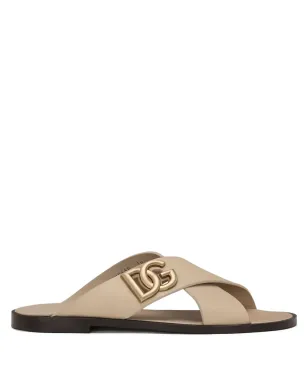 Dolce & Gabbana DG-logo レザーサンダル - ニュートラルカラー - サムネイル1