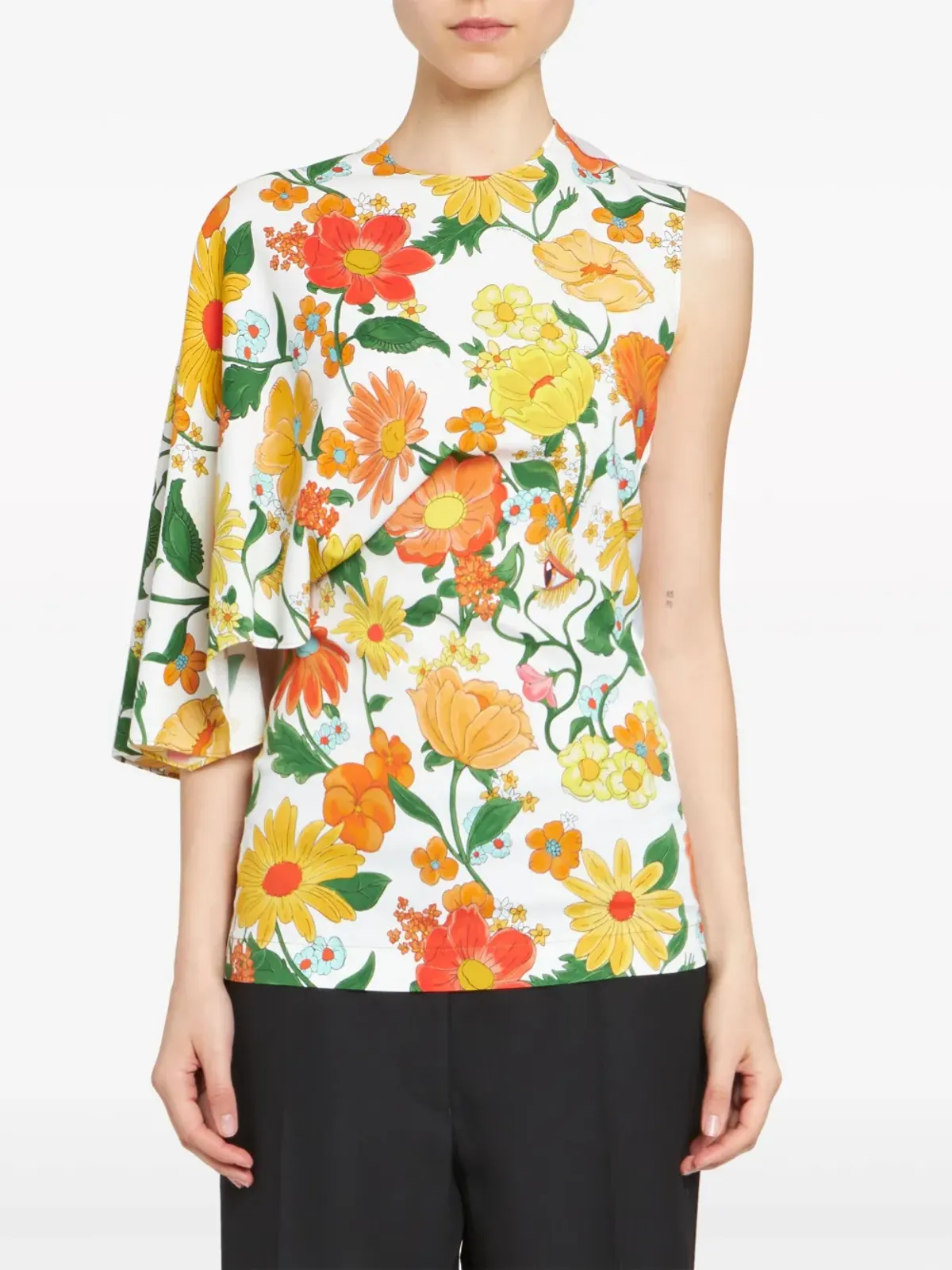 Stella McCartney レディガーデン柄ワンショルダートップ - 画像2