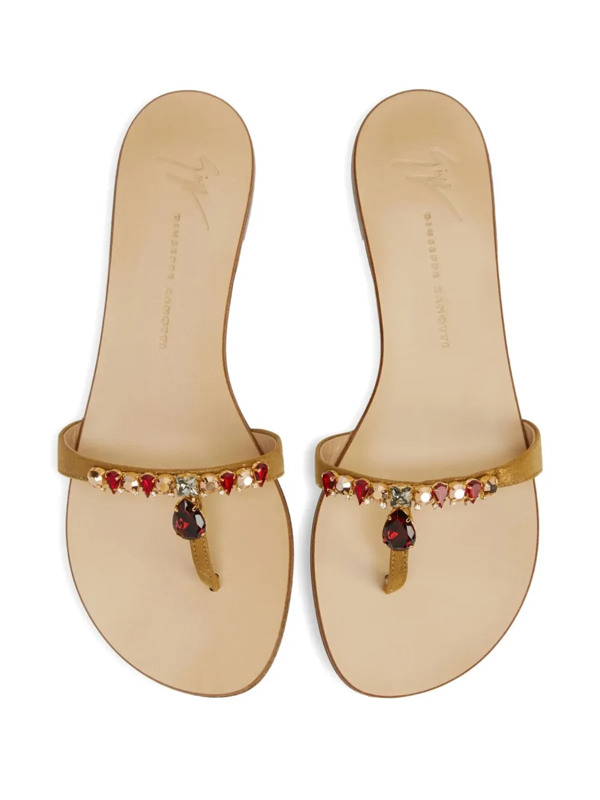 Giuseppe Zanotti Katisha ビジュー付きトングサンダル - ブラウン - 画像3