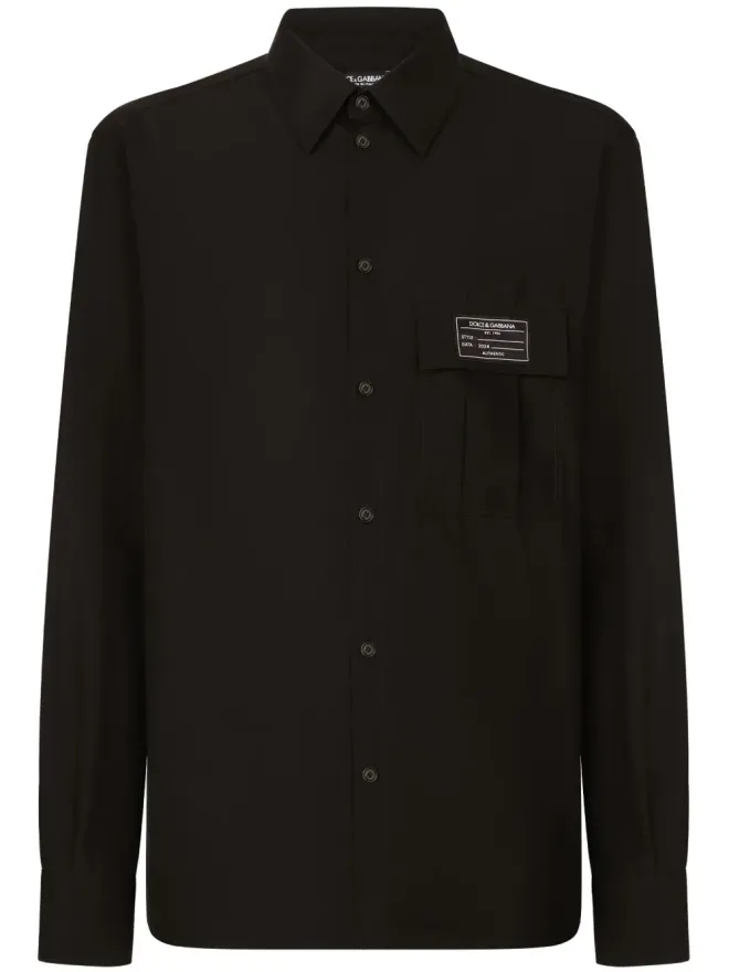 Dolce & Gabbana Dolce & Gabbana ロゴパッチ コットン シャツ ブラックの商品画像
