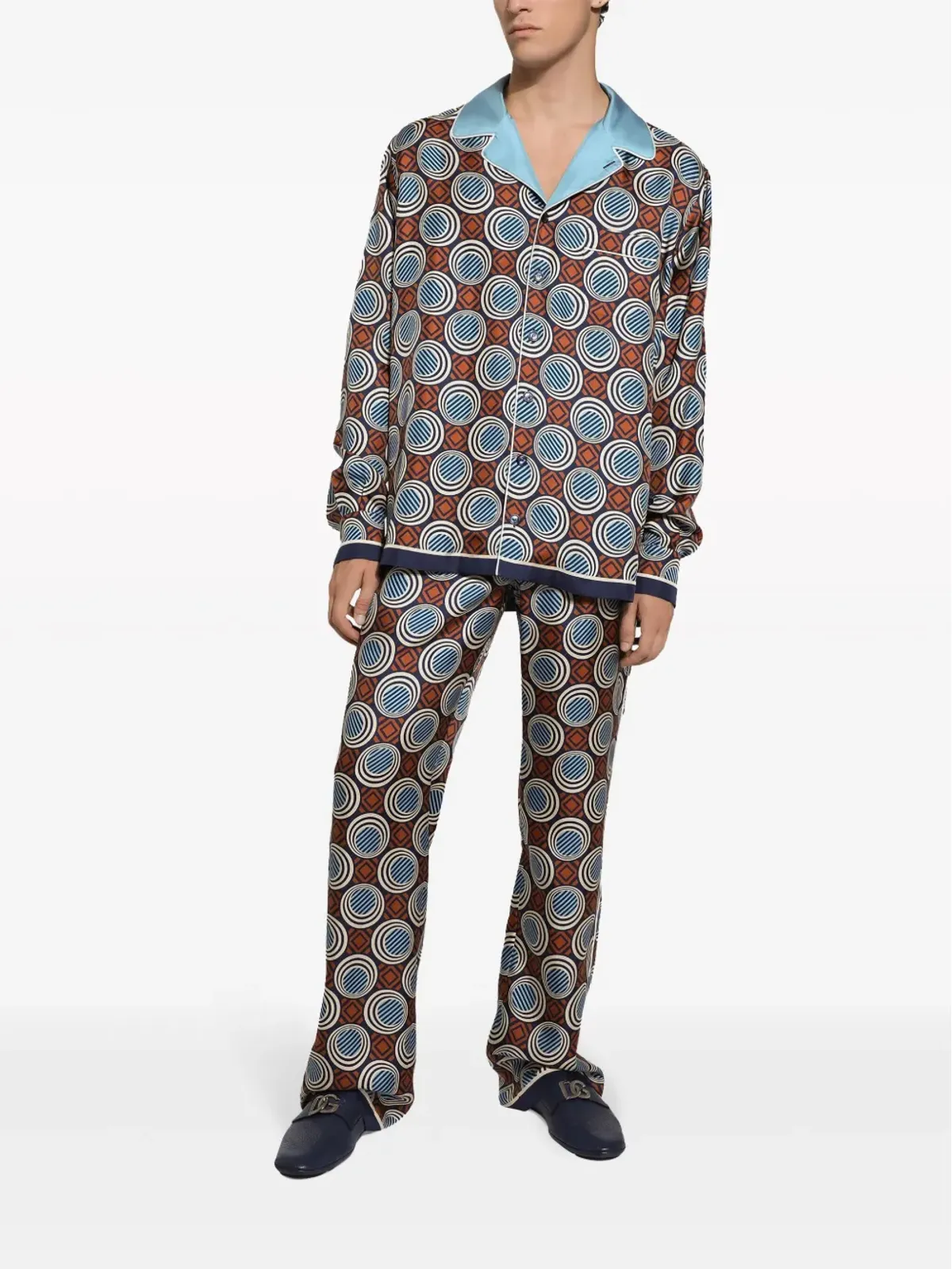 Dolce & Gabbana ジオメトリックプリント シルクシャツ レッド - 画像2