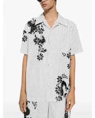 Dolce & Gabbana フローラルプリントストライプシャツ ホワイト - サムネイル5