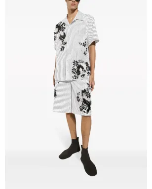 Dolce & Gabbana フローラルプリントストライプシャツ ホワイト - サムネイル2