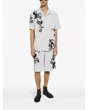Dolce & Gabbana フローラルプリントストライプシャツ ホワイト - サムネイル3