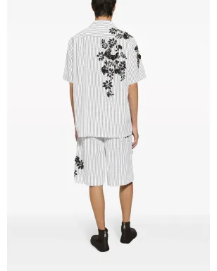 Dolce & Gabbana フローラルプリントストライプシャツ ホワイト - サムネイル4