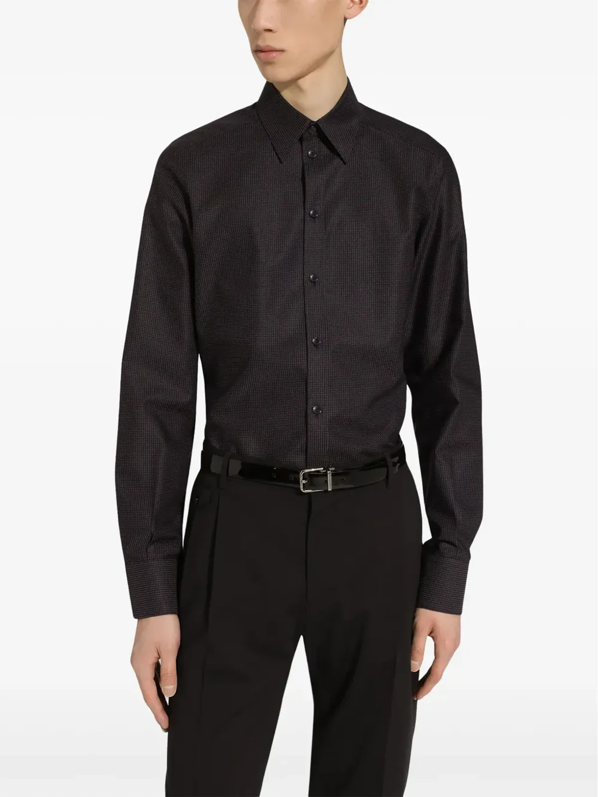 Dolce & Gabbana マイクロドット柄 シャツ ブラック - 画像5